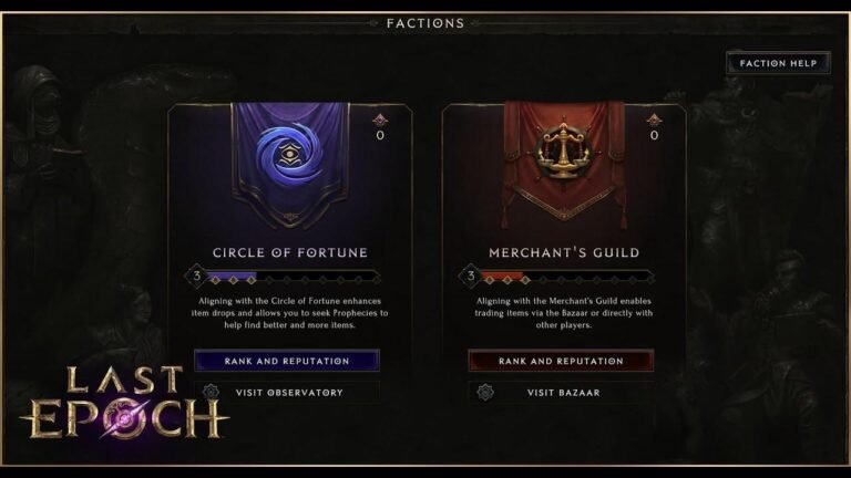 Overview of Last Epoch’s Trade and Item Factions for Developers