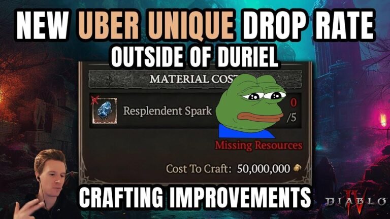 Improved Uber crafting drop rates and new Uber crafting options have been introduced in the latest update for Diablo 4, making it easier for players to obtain rare items and enhance their gear.