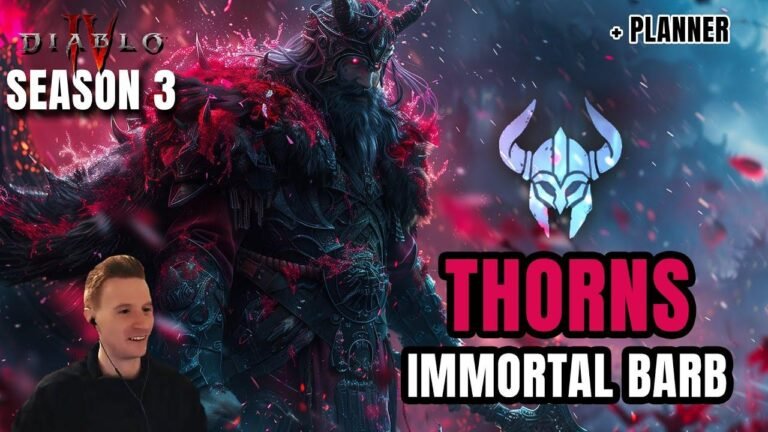 AFK grinding! Guide for Immortal Thorns Barbarian Build in Diablo 4.