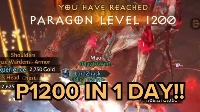 The world’s first PARAGON 1200 achieved in just 1 day in Diablo Immortal!