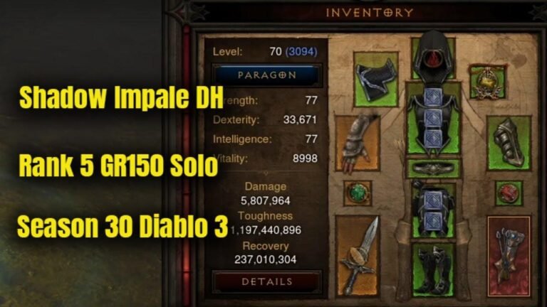 Diablo 3 Season 30 Shadow Impale Demon Hunter, solo GR150.