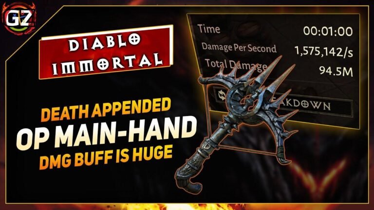 Neues Update: Haupthand verursacht jetzt 100M Schaden pro Minute in Inferno 5 Essenz auf Diablo Unsterblich. Tod angehängt.