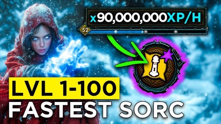 Fastest Sorceress in Season 3 of Diablo 4 – Lunar Awakening Speed Level 1-100!
