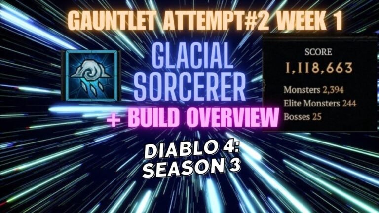 Attempting Diablo 4 Season 3 Gauntlet, Week 1, with 1.1 million points as Blizzard Spikes Sorcerer, NO exploits or elixirs used.