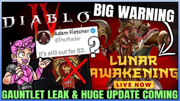 Bestätigt: Gauntlet-Leak und Verzögerung, großes Überraschungs-Update für Diablo 4, Lunar Awakening und mehr! Bleiben Sie dran für Details.