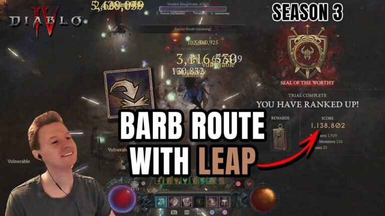 Erforsche das neueste Update von Diablo 4: Barbs 150MIL-Route wurde mit Leap verbessert, keine Shrine Snaps!