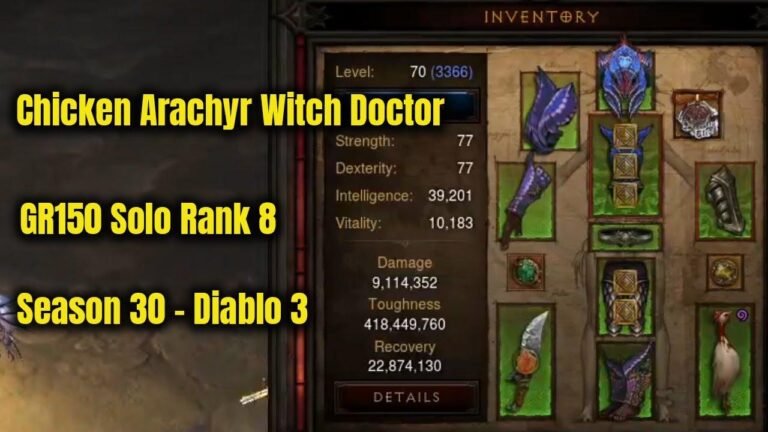 Arachyr Witch Doctor takes on GR150 Solo in Diablo 3’s Season 30 Chicken build.