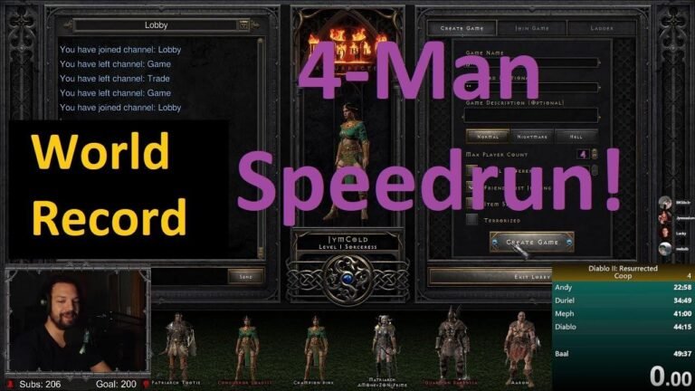 Quad Speedrun of Diablo 2 Resurrected! Join us for an adrenaline-fueled gaming experience as we race through the game at lightning speed. Don’t miss out on the thrilling action!
