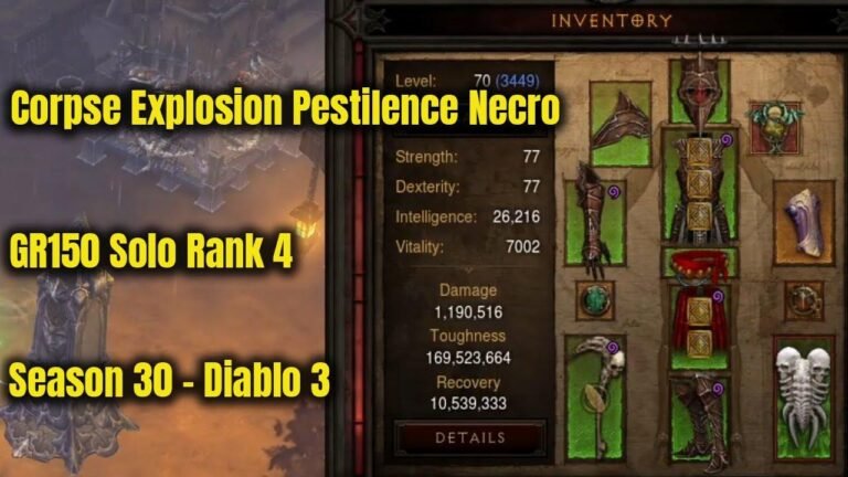 Diablo 3: Rank 4 Solo GR150 with Pestilence Corpse Explosion in Season 30