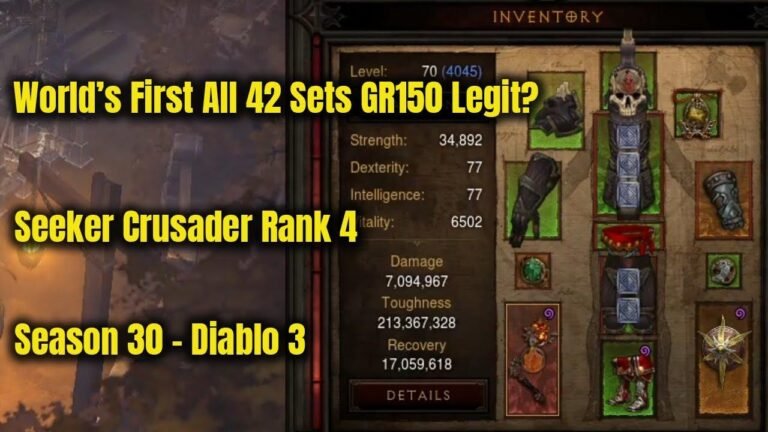 Is GR150 Legit for Seeker Crusader in Diablo 3 Season 30? World’s First in All 42 Sets.